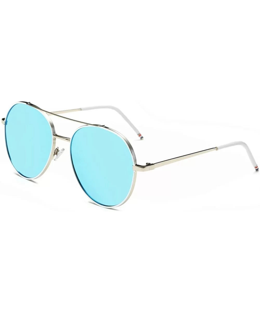 Classic Mirrored Fashion Aviator Sunglasses - Blue - CL18WQ6ZO6Q $20.34 Aviator