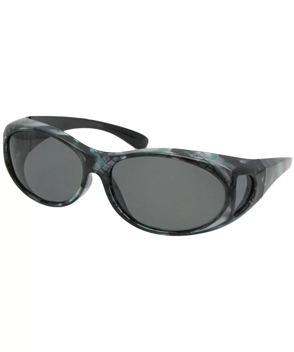 Small Polarized Fit Over Sunglasses F3 - Blue Marble-med Dark Gray Lens - CS186N6IGOY $14.28 Wrap