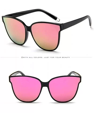 Women Designer Oversized Flat Top Cat Eye Mirrored Sunglasses - B - CA18H80LEGE $6.70 Cat Eye