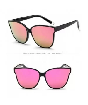 Women Designer Oversized Flat Top Cat Eye Mirrored Sunglasses - B - CA18H80LEGE $6.70 Cat Eye