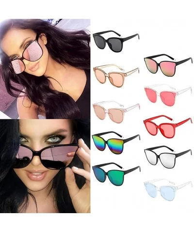 Women Designer Oversized Flat Top Cat Eye Mirrored Sunglasses - B - CA18H80LEGE $6.70 Cat Eye