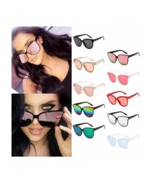 Women Designer Oversized Flat Top Cat Eye Mirrored Sunglasses - B - CA18H80LEGE $6.70 Cat Eye