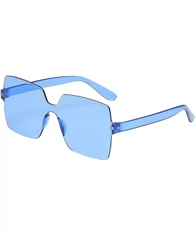 Oversized Square Candy Colors Glasses Rimless Frame Unisex Sunglasses - M - CO195NGZX6I $6.44 Oversized