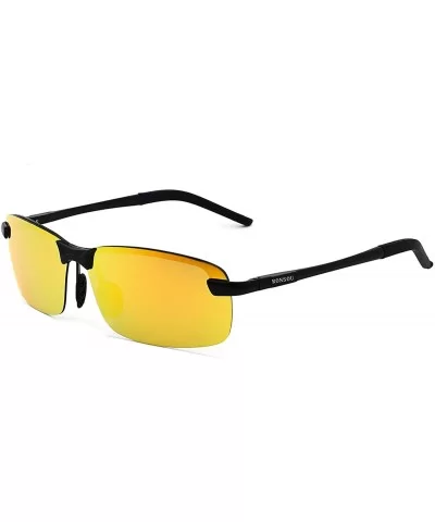 Rimless Big Polarized Sunglasses for Men Sports Al-Mg Metal Frame UV Protection Driving Fishing Sun Glasses - CS18422IY6H $16...