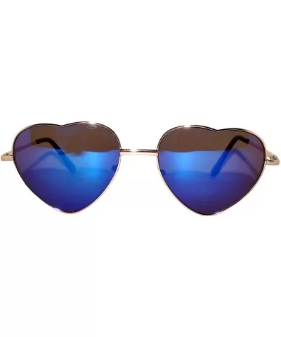 Stylish Heart Shaped Metal Frame Aviator Colored Lens Sunglasses - Gold_frame_blue_lens - CC12MY7VRWC $7.52 Aviator