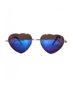 Stylish Heart Shaped Metal Frame Aviator Colored Lens Sunglasses - Gold_frame_blue_lens - CC12MY7VRWC $7.52 Aviator