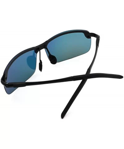 Rimless Big Polarized Sunglasses for Men Sports Al-Mg Metal Frame UV Protection Driving Fishing Sun Glasses - CS18422IY6H $16...