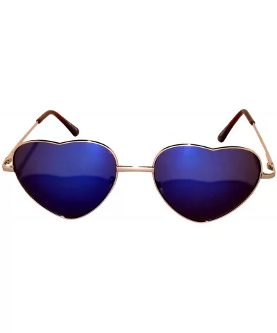 Stylish Heart Shaped Metal Frame Aviator Colored Lens Sunglasses - Gold_frame_blue_lens - CC12MY7VRWC $7.52 Aviator