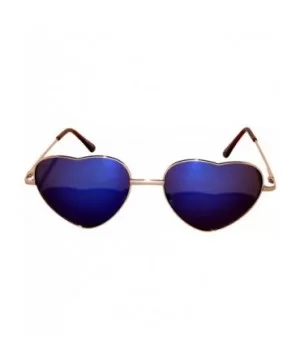 Stylish Heart Shaped Metal Frame Aviator Colored Lens Sunglasses - Gold_frame_blue_lens - CC12MY7VRWC $7.52 Aviator