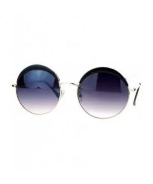 Womens Round Circle Sunglasses Metal Frame Eyebrowed Top Fashion - Gold Black - CU180R54C6D $9.03 Round