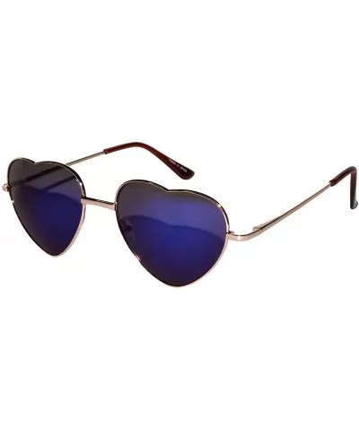 Stylish Heart Shaped Metal Frame Aviator Colored Lens Sunglasses - Gold_frame_blue_lens - CC12MY7VRWC $7.52 Aviator