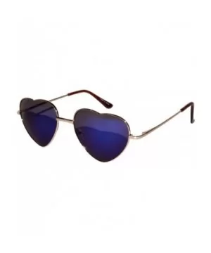 Stylish Heart Shaped Metal Frame Aviator Colored Lens Sunglasses - Gold_frame_blue_lens - CC12MY7VRWC $7.52 Aviator