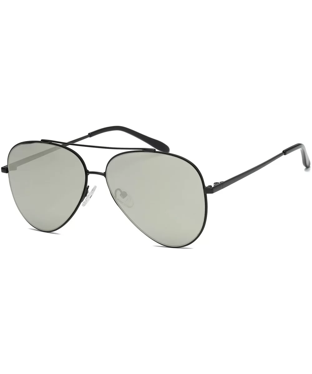 Unisex Aviator Sunglasses Mirrored CR39 Lens Metal Frame-Matte Black Frame/Silver Lens - CX180OZOE6Z $8.27 Aviator