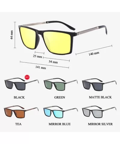 Polarized Sports Driving Sunglasses For Men-Square Anti-glare Shade Glasses - E - C7190EGD7GW $27.46 Goggle