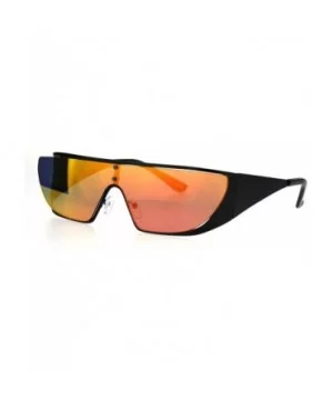 Shield Gothic Robotic Funky Disco Metal Rim Color Mirror Sunglasses - Orange - CS185KK38DC $6.71 Shield