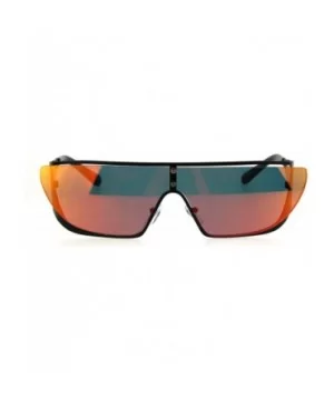 Shield Gothic Robotic Funky Disco Metal Rim Color Mirror Sunglasses - Orange - CS185KK38DC $6.71 Shield