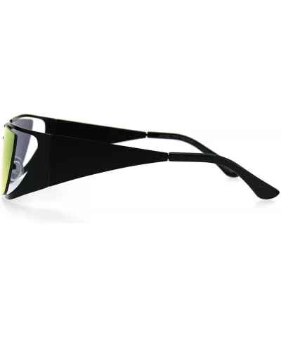 Shield Gothic Robotic Funky Disco Metal Rim Color Mirror Sunglasses - Orange - CS185KK38DC $6.71 Shield