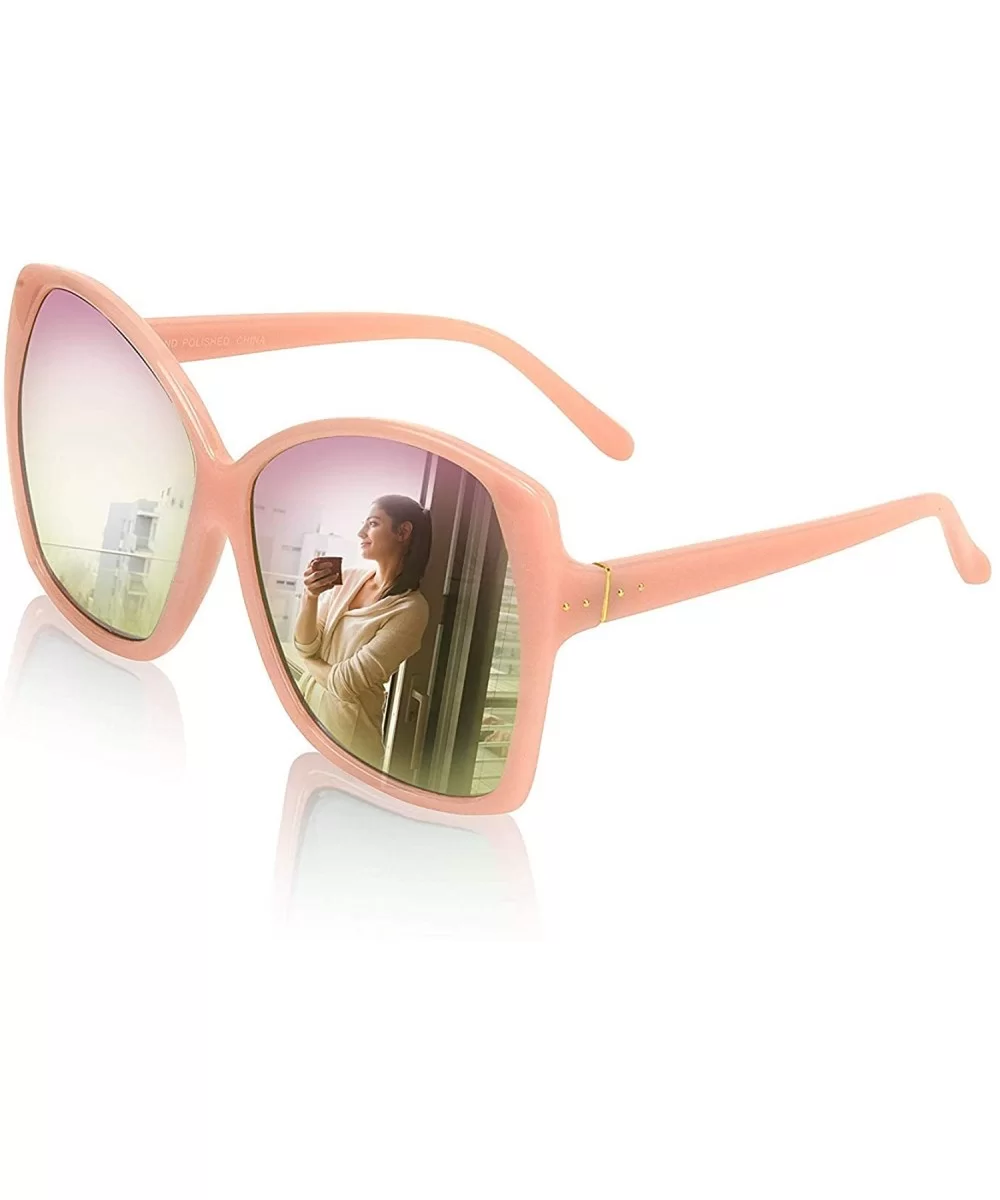 Oversized Sunglasses For Women/Men Square Butterfly Sun Glasses UV400 Protection - Pink - CS18W5HQMCU $8.87 Wrap