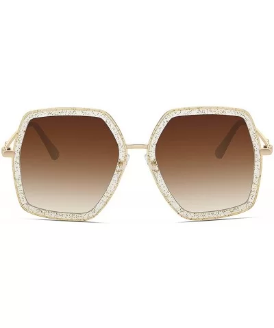 Oversized Fashion Sunglasses For Women Hexagon Inspired Brand Designer Style - CD18SC2DN48 $7.37 Oversized