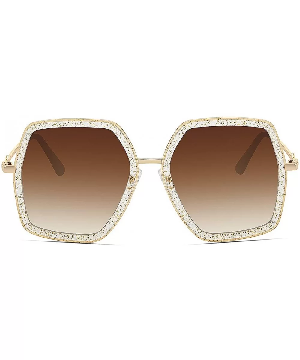 Oversized Fashion Sunglasses For Women Hexagon Inspired Brand Designer Style - CD18SC2DN48 $7.37 Oversized