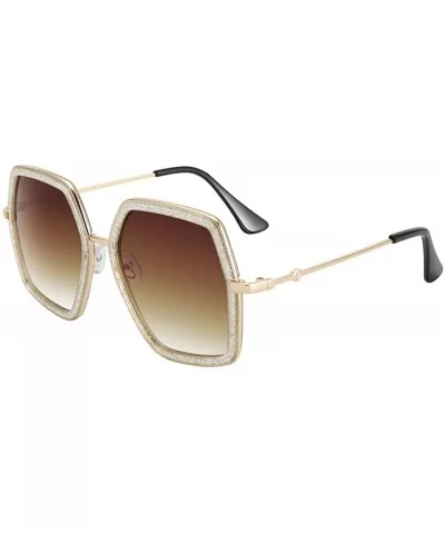 Oversized Fashion Sunglasses For Women Hexagon Inspired Brand Designer Style - CD18SC2DN48 $7.37 Oversized