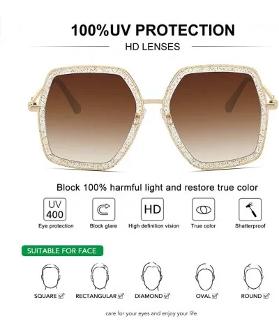 Oversized Fashion Sunglasses For Women Hexagon Inspired Brand Designer Style - CD18SC2DN48 $7.37 Oversized