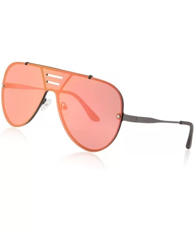 Rimless Aviator Mirrored Sunglasses Flat Lens Oversized for Men Women COS1111 - C1-pink - CI18U0S9SZ3 $16.87 Rimless