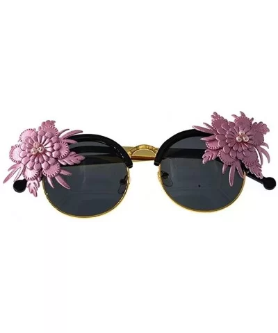 2020 Handmade Luxury Flower Cat Eye Sunglasses Women Baroque Retro Sun Glasses Vintage Ladies Shades Eyewear - C1 - C1198EASW...