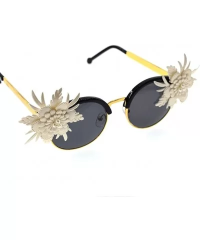 2020 Handmade Luxury Flower Cat Eye Sunglasses Women Baroque Retro Sun Glasses Vintage Ladies Shades Eyewear - C1 - C1198EASW...