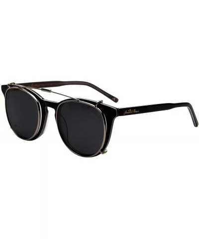 Flip up Cyber Round Circle Sunglasses Clear Lens Women Men Eyeglasses JS5105 - Black - CQ12ODPQ3F6 $33.61 Round