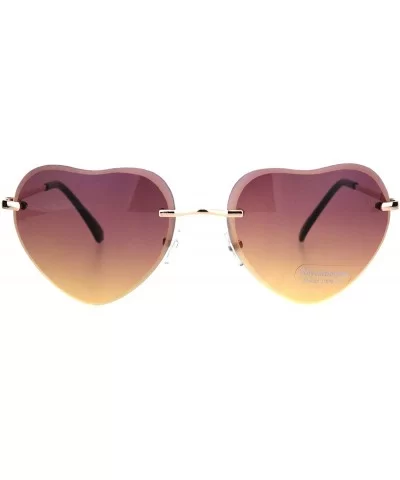 Womens Gradient Bevel Edge Rimless Lens Heart Shape Retro Sunglasses - Pink Yellow - CD18ID8IX5X $5.86 Rimless