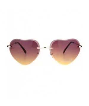 Womens Gradient Bevel Edge Rimless Lens Heart Shape Retro Sunglasses - Pink Yellow - CD18ID8IX5X $5.86 Rimless