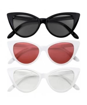 Ladies 3 pairs Cat Eye Sunglasses Mix colors Cateye Glasses Vintage - 3pairs-mix12 - CU18H3U4U65 $8.41 Wayfarer