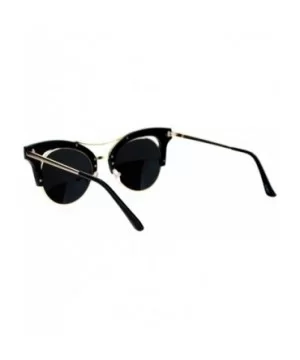 Mirrored Lens Womens Hipster Half Rim Cat Eye Sunglasses - Black Silver - CV12EC4ZIPN $6.31 Cat Eye