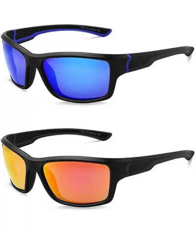 Polarized Sports Sunglasses for Men Women for Running Fishing Driving CS-MJ8014 - Red+blue - CK18ZLKOHR5 $13.48 Sport