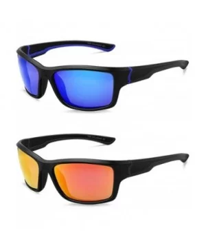 Polarized Sports Sunglasses for Men Women for Running Fishing Driving CS-MJ8014 - Red+blue - CK18ZLKOHR5 $13.48 Sport