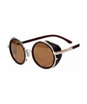 80's Style Vintage Style Inspired Classic Round Sunglasses Very Popular (Golden frame) - CY11DX0U6IH $14.32 Round