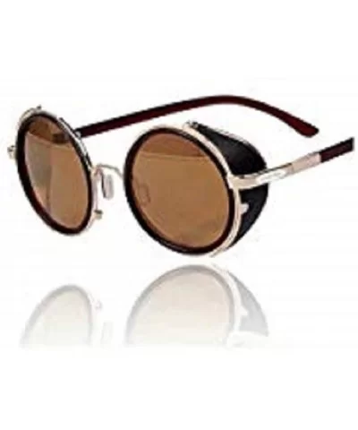 80's Style Vintage Style Inspired Classic Round Sunglasses Very Popular (Golden frame) - CY11DX0U6IH $14.32 Round