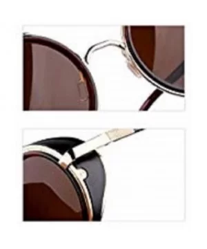 80's Style Vintage Style Inspired Classic Round Sunglasses Very Popular (Golden frame) - CY11DX0U6IH $14.32 Round