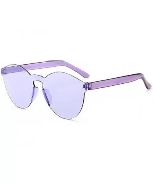 Unisex Fashion Candy Colors Round Outdoor Sunglasses - Light Purple - CQ199X77337 $14.19 Round