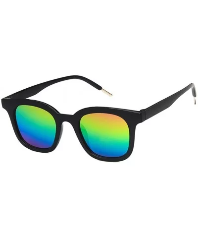 Unisex Sunglasses Fashion Bright Black Grey Drive Holiday Rectangle Non-Polarized UV400 - Bright Black Multicolor - C418RLIZ9...