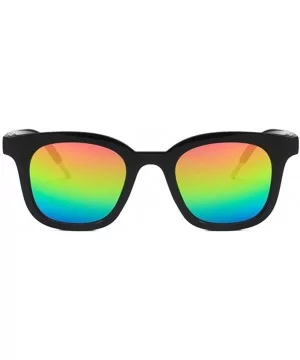 Unisex Sunglasses Fashion Bright Black Grey Drive Holiday Rectangle Non-Polarized UV400 - Bright Black Multicolor - C418RLIZ9...