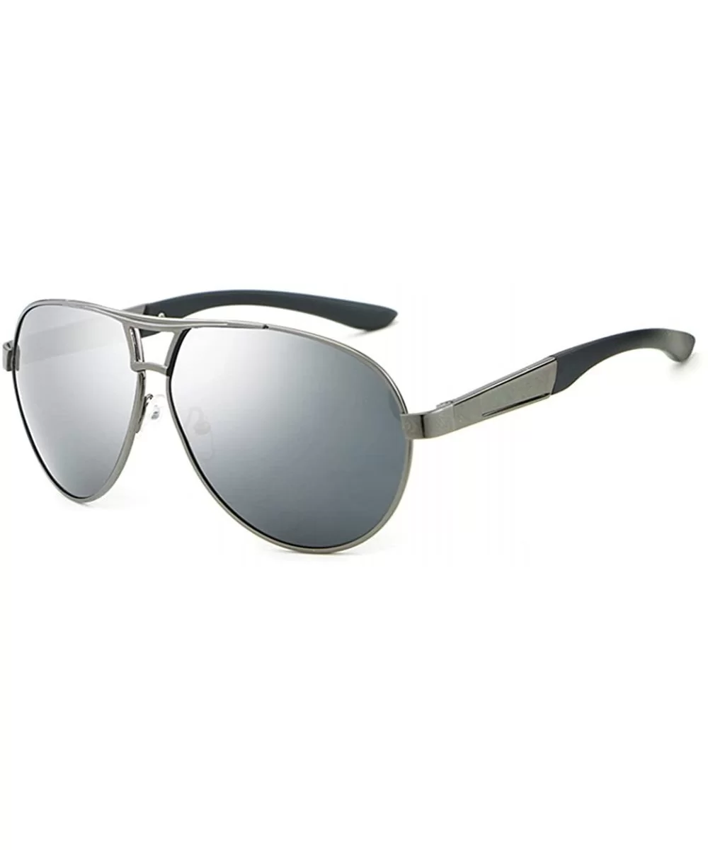 Military Style Aviator Sunglasses for Adult Men Fashion UV 400 Sunglass - Gray Black - CT18GM5WH95 $12.62 Oval