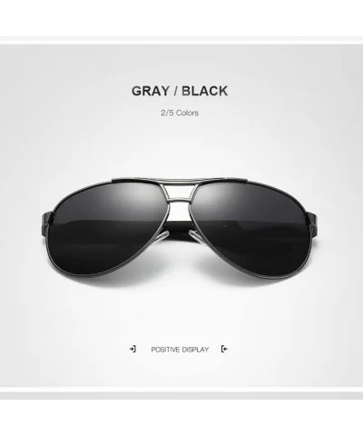 Military Style Aviator Sunglasses for Adult Men Fashion UV 400 Sunglass - Gray Black - CT18GM5WH95 $12.62 Oval