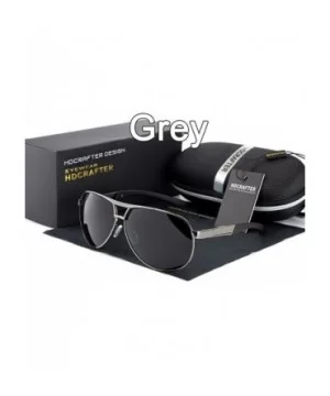 Military Style Aviator Sunglasses for Adult Men Fashion UV 400 Sunglass - Gray Black - CT18GM5WH95 $12.62 Oval