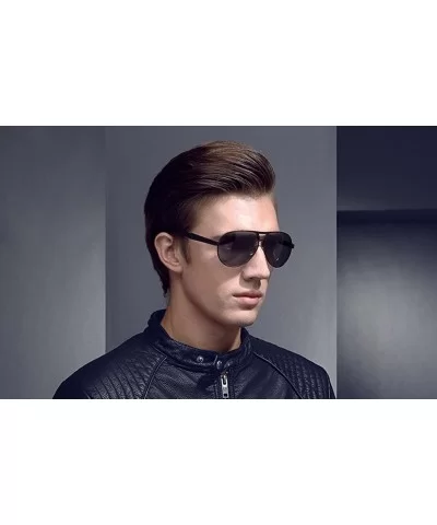 Military Style Aviator Sunglasses for Adult Men Fashion UV 400 Sunglass - Gray Black - CT18GM5WH95 $12.62 Oval