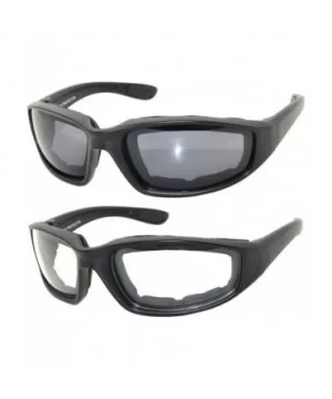 Men Women Motorcycle Padded Black Glasses for Outdoor Activity Sport 1-2-3 Pack - 2_pairs-clear_smoke - C811UO5RAZ5 $8.19 Sport