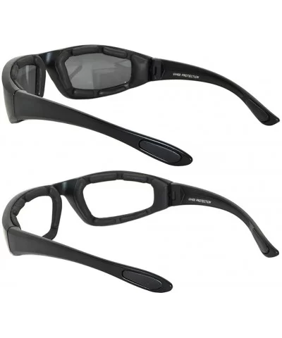 Men Women Motorcycle Padded Black Glasses for Outdoor Activity Sport 1-2-3 Pack - 2_pairs-clear_smoke - C811UO5RAZ5 $8.19 Sport