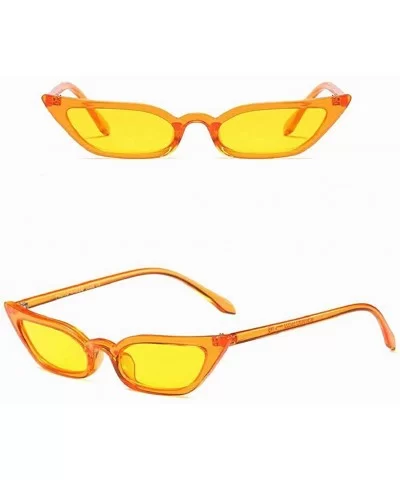 Women Vintage Cat Eye Sunglasses Retro Small Frame UV400 Eyewear Fashion Ladies - Yellow - CU18RZM2C2D $4.90 Aviator