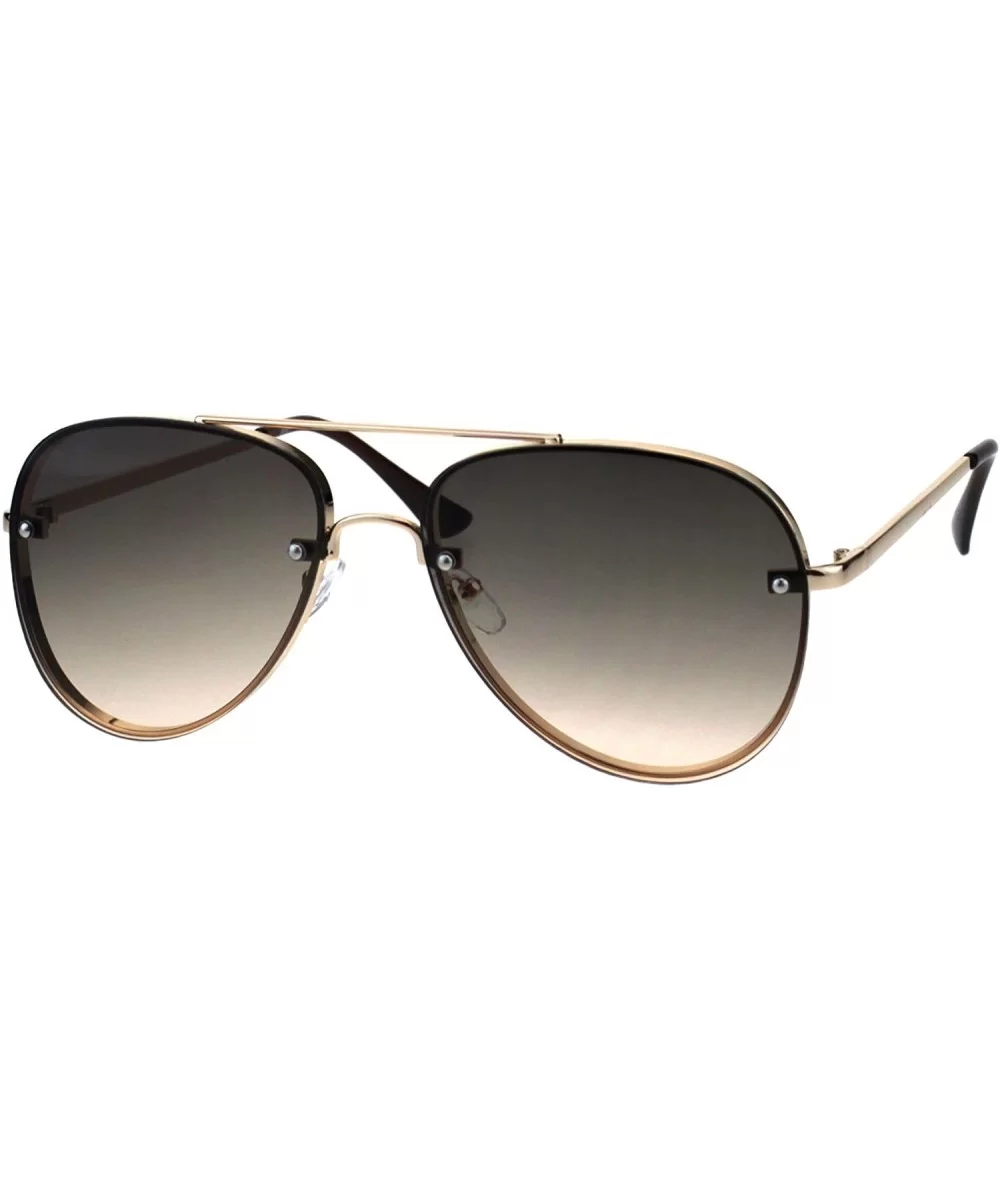 Luxury Rimless Designer Mod Metal Rim Pilots Sunglasses - Gold Beige Smoke - CG18EKAWRW0 $10.68 Rimless